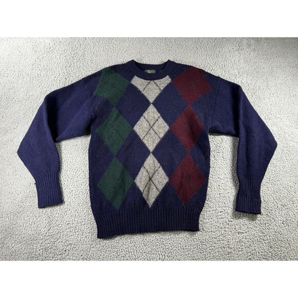 Embassy Row Shetland Wool Sweater Men Large Argyle‎ Long Sleeve Crew Beck - Picture 1 of 11